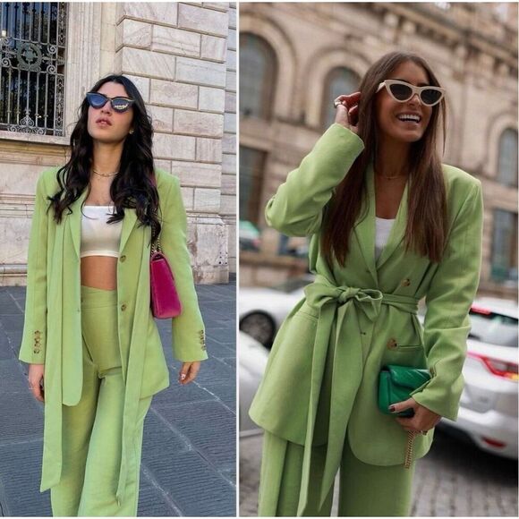 ZARA LIME BLAZER W/ MULTIWAY BELT - Picture 1 of 6